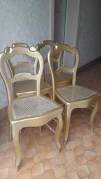 4 goud gekleurde stoelen, Ophalen, Riet of Rotan, Gebruikt, Overige kleuren