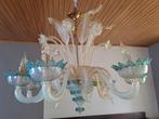Glazen kroonluchter, Ophalen, Zo goed als nieuw, Glas, Klassieke bloem en blad ornamenten.