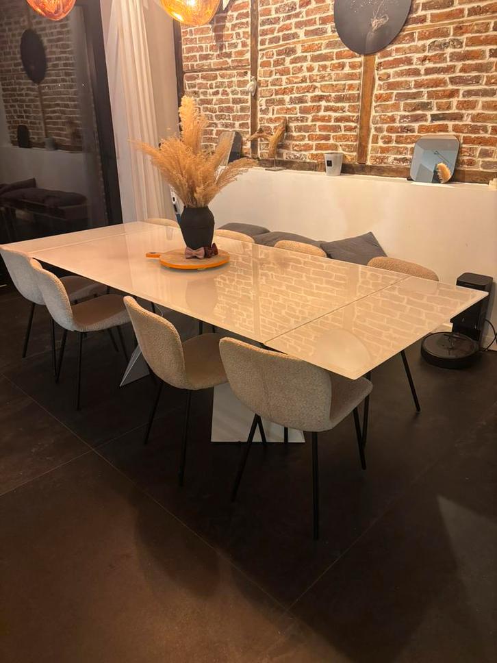 Table design extensible haut de gamme – verre & métal, Maison & Meubles, Tables | Tables à manger, Comme neuf, Verre, Enlèvement