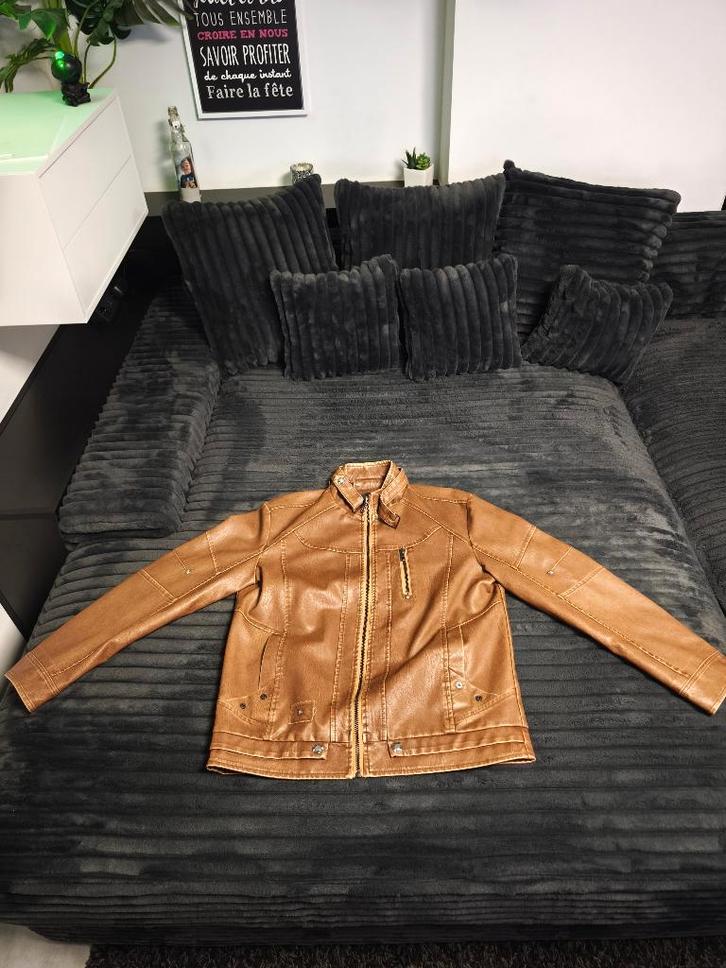 Veste homme style cuir marron – Taille XL – Très bon état, Kleding | Heren, Jassen | Zomer, Zo goed als nieuw, Maat 56/58 (XL)