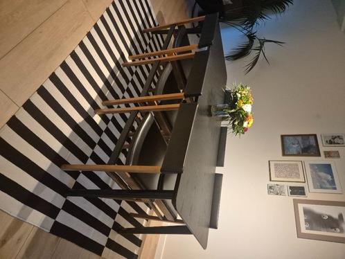 LISABO Tafel, zwart/essenfineer, 200x78 cm, Huis en Inrichting, Tafels | Eettafels, Nieuw, 50 tot 100 cm, 200 cm of meer, Vijf personen of meer