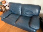 Canapé en cuir bleu usé, Maison & Meubles, Canapés | Salons, 100 à 125 cm, 150 à 200 cm, Enlèvement, Utilisé
