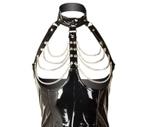 Zwarte lak-body met kettingen, Verzenden, Zwart, Body of Korset
