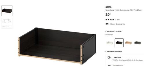 Structure tiroir brun noir Besta IKEA 60x15x40 cm, Huis en Inrichting, Kasten |Televisiemeubels, Nieuw, Ophalen