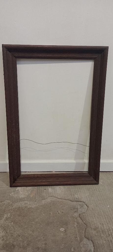 Antieke donkerbruine gegoten houten lijst, 49x72/37x60,c1, Huis en Inrichting, Woonaccessoires | Lijsten, Gebruikt, 50 tot 75 cm