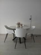 Marmeren eettafel met stoelen en lamp, Huis en Inrichting, Ophalen, Zo goed als nieuw