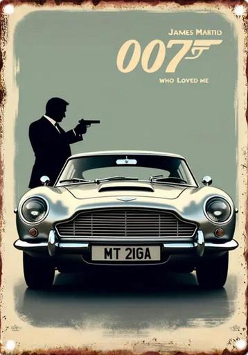 Reclamebord vintage James Bond 007 Aston Martin - mancave beschikbaar voor biedingen