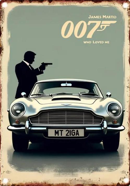 Reclamebord vintage James Bond 007 Aston Martin - mancave, Verzamelen, Merken en Reclamevoorwerpen, Nieuw, Reclamebord, Ophalen of Verzenden