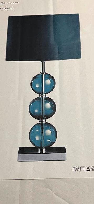 NEUF: Mistro table lamp Teal Glass balls, chrome et suède, Enlèvement, Neuf, Verre