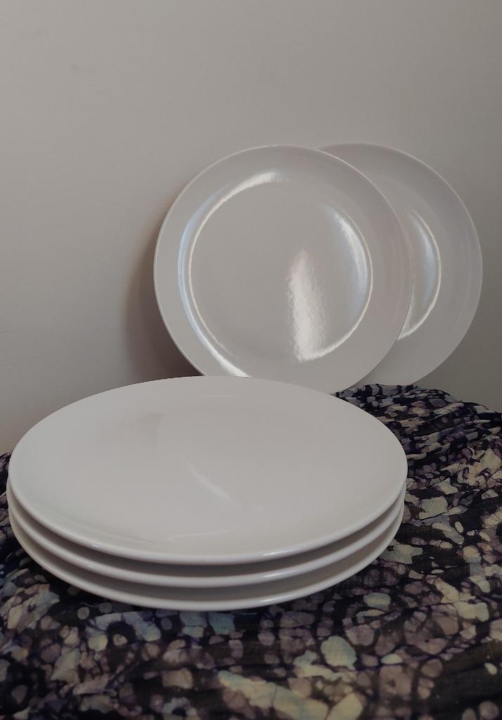 5 witte porseleinen dessertborden, Huis en Inrichting, Keuken | Servies, Zo goed als nieuw, Bord(en), Effen, Aardewerk, Ophalen