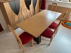 Table en bois avec 6 chaises, Maison & Meubles, Tables | Tables à manger, Enlèvement, Utilisé, Cinq personnes ou plus, Rectangulaire
