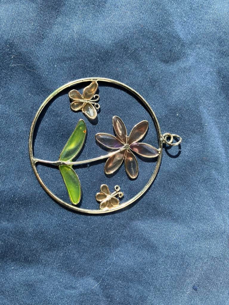 Vintage hanger met bloem en vlinders – speels design, Ophalen, Zo goed als nieuw