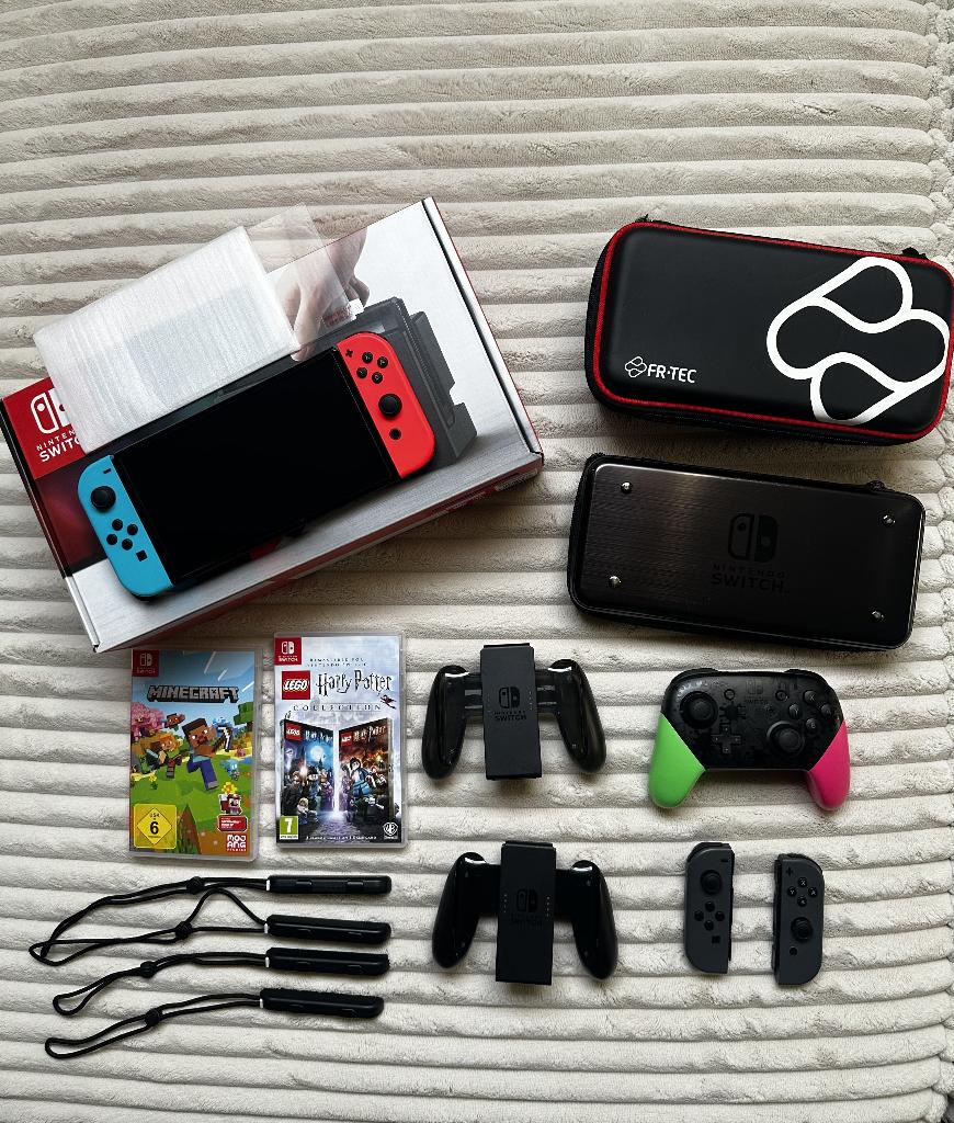 Nintendo Switch Oled + Games + Accessoires, Switch OLED, Enlèvement ou Envoi, Avec 3 manettes ou plus, Avec jeux