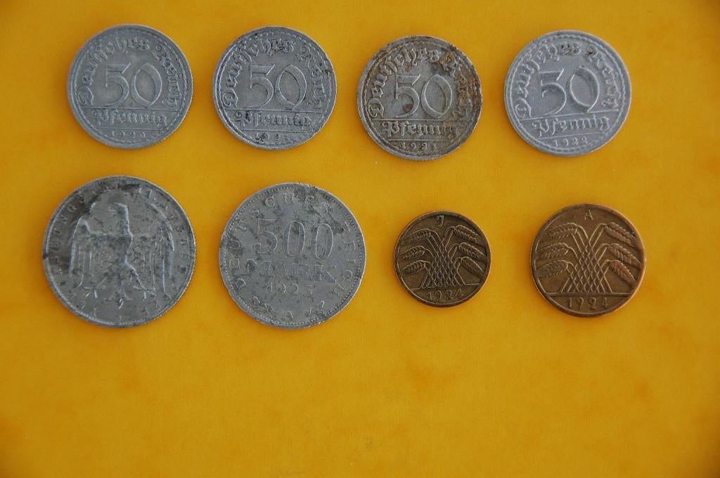 WEIMAR : 8 Mark & Rentenmark différents, Envoi, Allemagne, Série