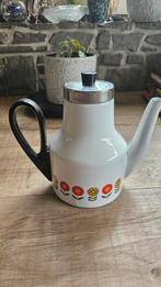 Retro metalen geemaileerde koffiekan.  Mid twentys. Flower p, Ophalen of Verzenden