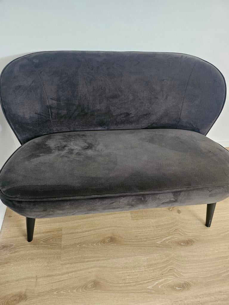 Banquette woood sara gris velours fauteuil en très bon état, Maison & Meubles, Enlèvement, Comme neuf