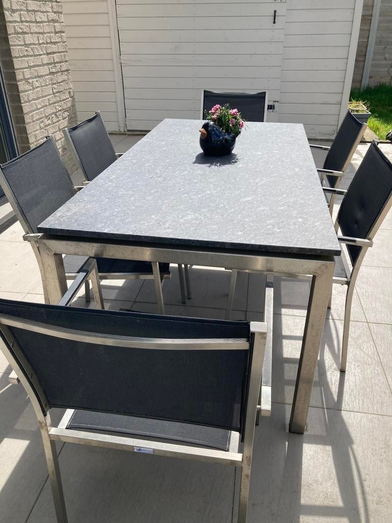 Tuinset (inox), Tuin en Terras, Ophalen, Inox, Gebruikt, 6 zitplaatsen