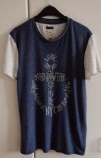 Jeansblauwe T-shirt met ecru mouwen, maat M, Kleding | Heren, T-shirts, Ophalen of Verzenden, Zo goed als nieuw, Maat 48/50 (M)