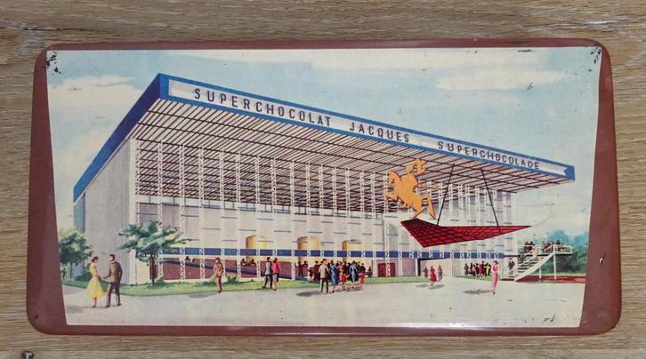 Blikken doos Jacques Chocolade Expo 58, Verzamelen, Blikken, Gebruikt, Overige, Overige merken, Ophalen of Verzenden