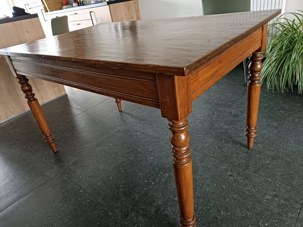 Houten keukentafel met schuif, ,0,80m x 1,29 m. H  O,76 m, Huis en Inrichting, Ophalen