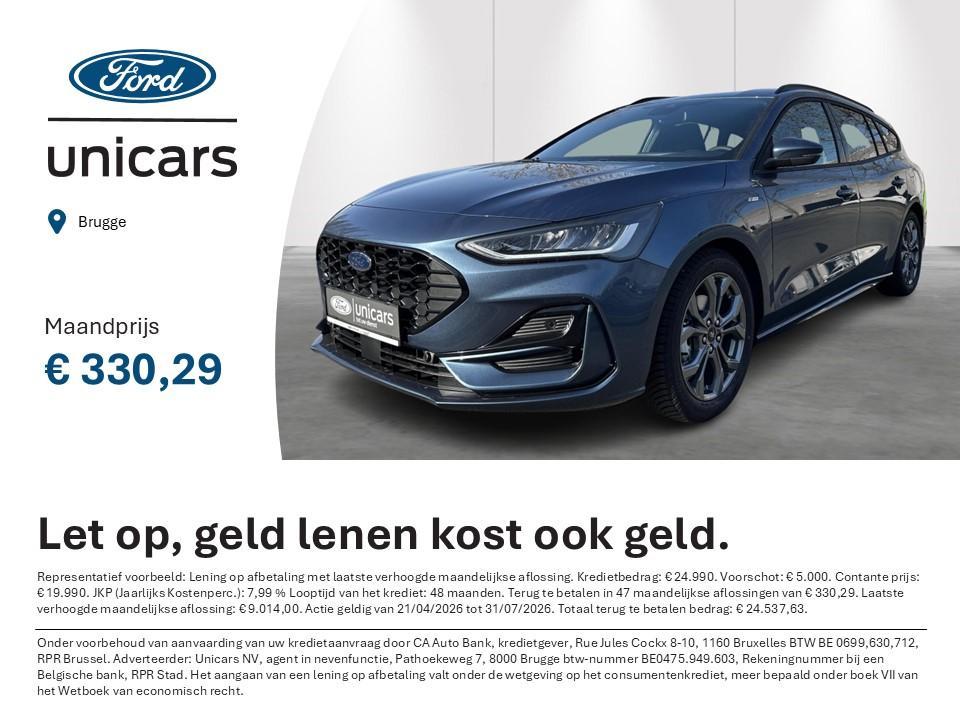Ford Focus Clipper 1.0i EcoBoost MHEV 92kW ST-Line, Auto's, Ford, Stof, Gebruikt, Adaptive Cruise Control, Blauw