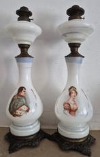 opaline glazen napoleon josephine portret olielampen, Antiek en Kunst, Ophalen