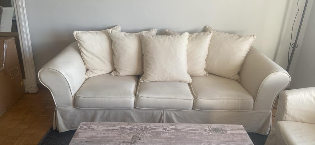 Canapé écru, 200 à 250 cm, Banc droit, Comme neuf, Enlèvement