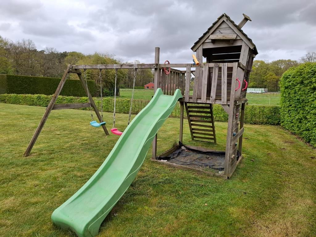 Speelhuis schommel glijbaan zandbak, Kinderen en Baby's, Speelgoed | Buiten | Speelhuisjes, Ophalen