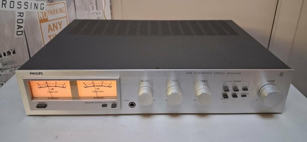 Philips Versterker 4202 met VU meters, TV, Hi-fi & Vidéo, Amplificateurs & Ampli-syntoniseurs, Autres marques, Moins de 60 watts