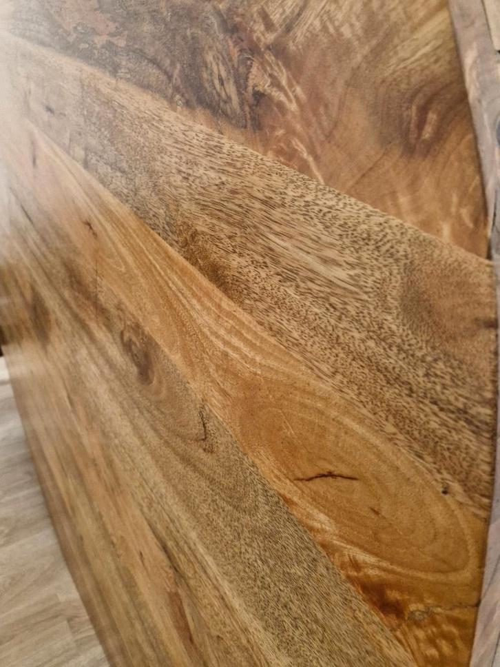ronde eettafel mangohout 150cm, Huis en Inrichting, Tafels | Eettafels, Zo goed als nieuw, 100 tot 150 cm, 100 tot 150 cm, Vijf personen of meer