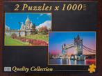 2 puzzels van 1000 stuks in 1 doos, Hobby en Vrije tijd, Ophalen of Verzenden, 500 t/m 1500 stukjes, Gebruikt, Legpuzzel