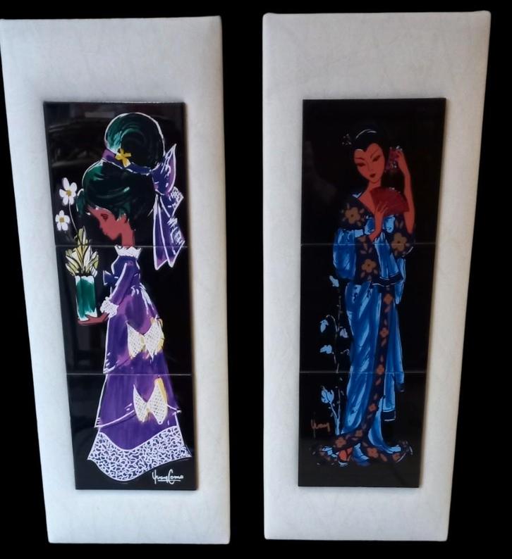 paar gesigneerde vintage muurplaten., Antiek en Kunst, Antiek | Keramiek en Aardewerk, Ophalen