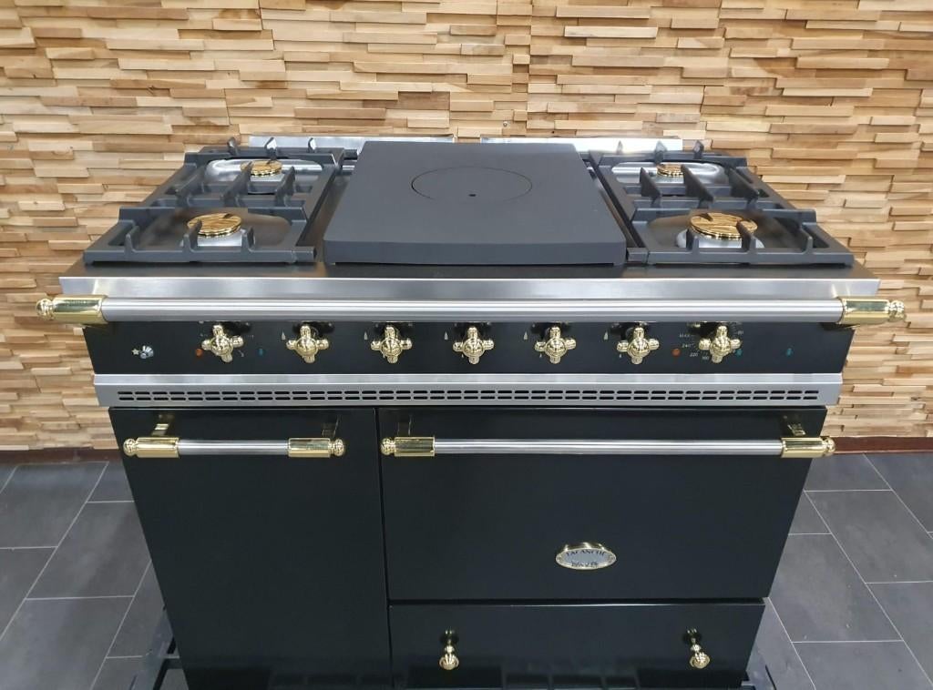 🔥Luxe Lacanche Fornuis 100cm zwart + messing Coupe de Feu, Gaz, Classe énergétique A ou plus économe, Comme neuf, Enlèvement