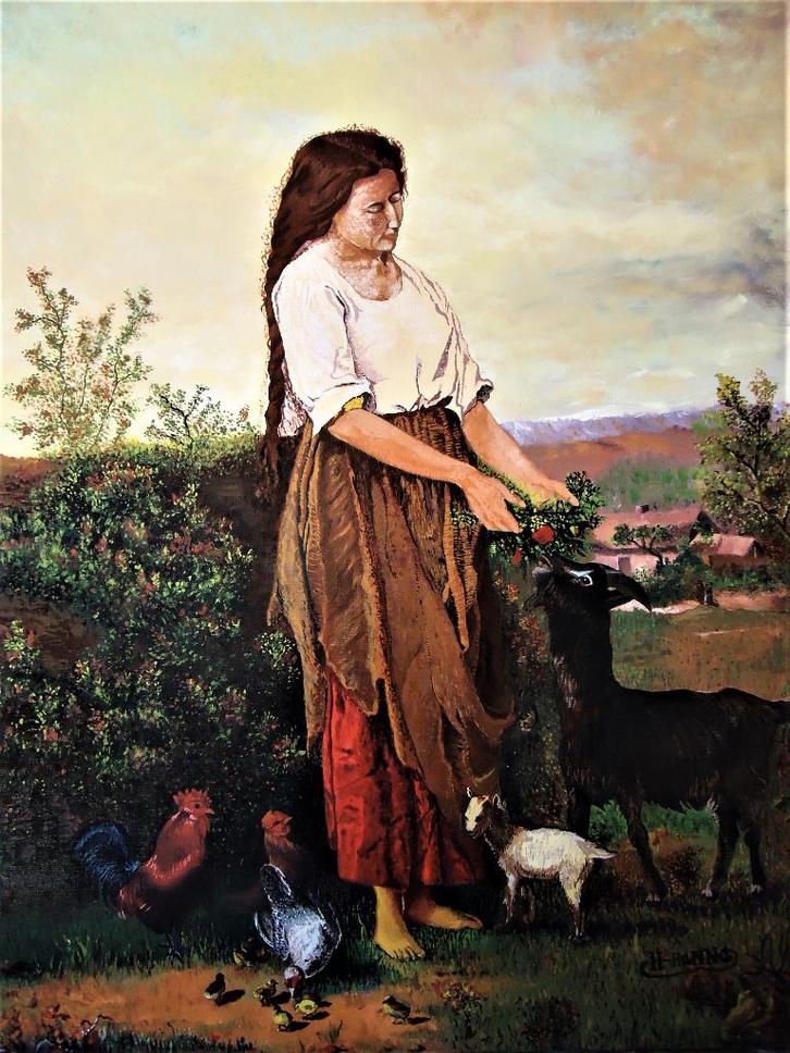 Peinture villageoise (2), signe joky kamo 2016, Antiquités & Art, Art | Peinture | Classique, Enlèvement