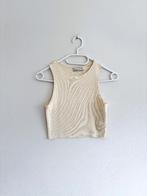 Pull & Bear ribbed crop top – maat S – katoenmix – raw hem, Verzenden, Beige, Zo goed als nieuw, Maat 36 (S)