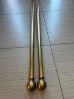 2 goudkleurige gordijnroedes met bolknoppen, Huis en Inrichting, Ophalen, Zo goed als nieuw