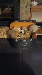 Étui en cuir vintage + 5 ours vintage, Comme neuf, Enlèvement, 50 à 60 cm, Cuir