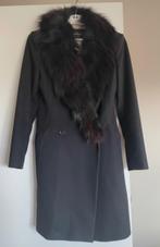 Zwarte jas met bontkraag, Maat 38/40 (M), Verzenden, Zwart, Jasje