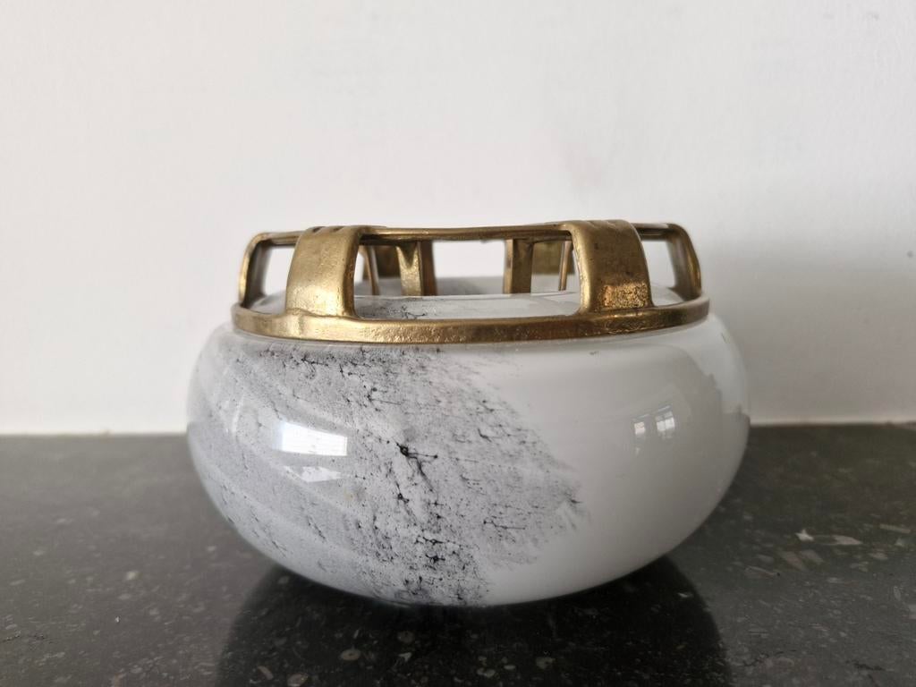 Art nouveau theelichthouder – marmer & messing – decoratief, Ophalen of Verzenden