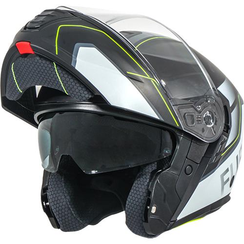 vito furio modulaire helm met dubbel vizier zwart-fluo, Motoren, Kleding | Motorhelmen, Dames, L, Nieuw met kaartje, Verzenden