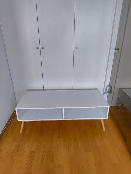 Meuble TV / Table basse scandinave – Blanc & bois, Maison & Meubles, Armoires | Mobilier de télévision, Comme neuf, Enlèvement