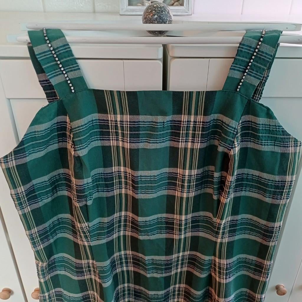 Robe verte avec bretelles, Taille 46/48 (XL) ou plus grande, Sans marque, Au-dessus du genou, Comme neuf