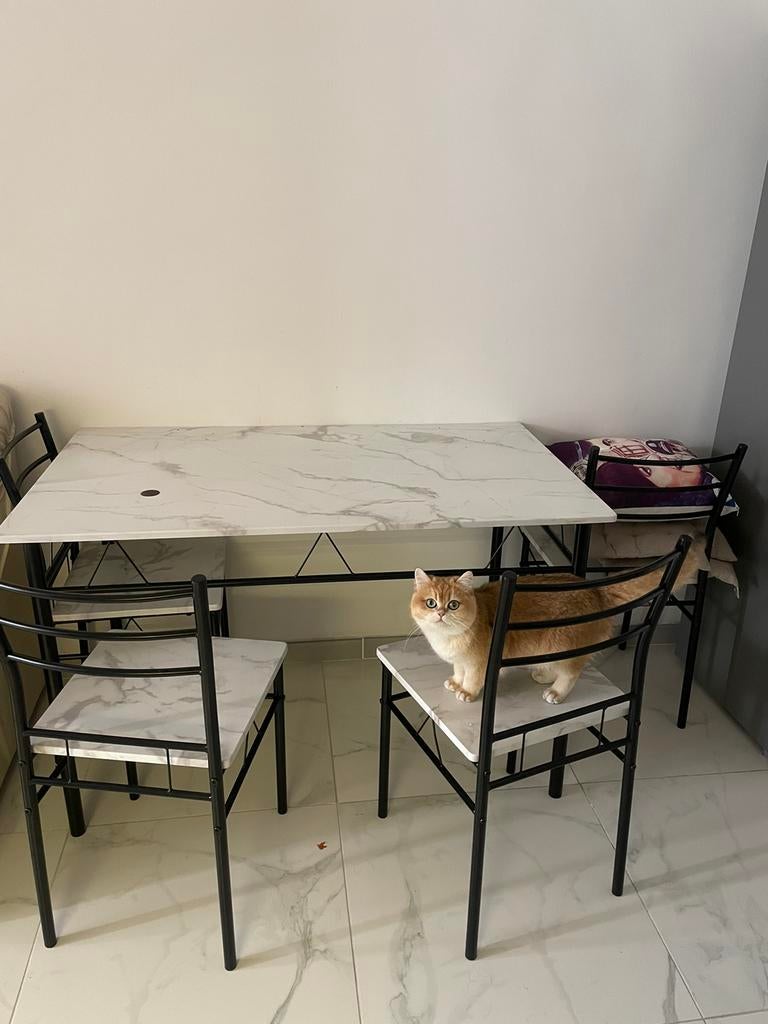 Table + 4 chaises ( defaut ), Maison & Meubles, Enlèvement, Utilisé