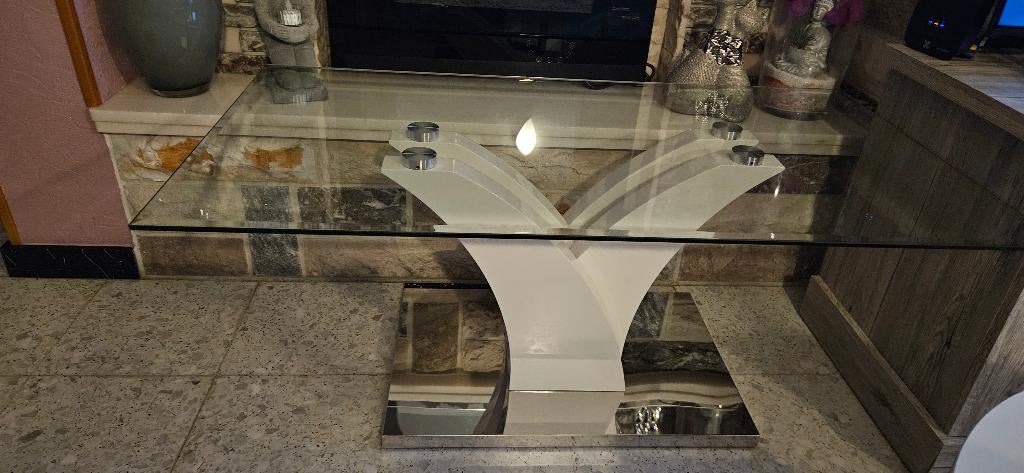 Table basse, Maison & Meubles, Tables | Tables de salon, 100 à 150 cm, Moins de 50 cm, Comme neuf, Verre