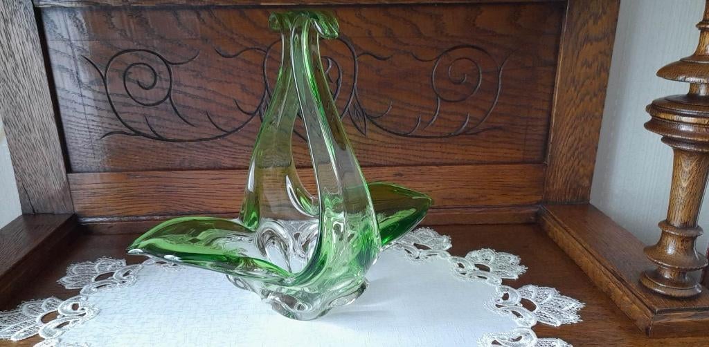 Groene sierkom in morano glas, Antiek en Kunst, Ophalen of Verzenden