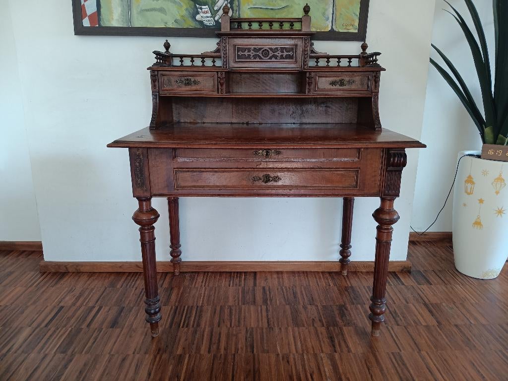 Antieke secretaire in notenhout, Huis en Inrichting, Kasten | Secretaires, Ophalen, Gebruikt, Antiek