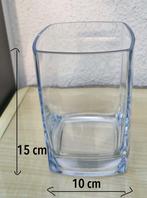 vierkant vaasje in stevig dik glas - hoogte 15 cm - 10x10 cm, Ophalen, Glas