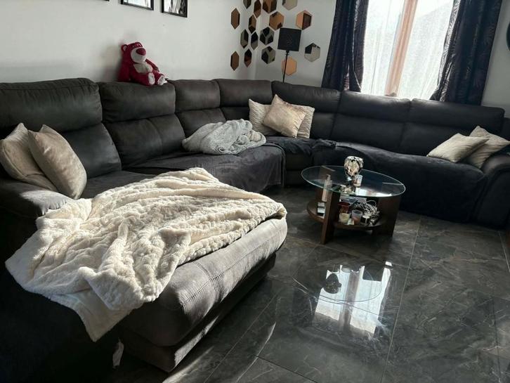 canapé d'angle en cuir, Maison & Meubles, Canapés | Salons, Comme neuf, Banc d'angle, Autres dimensions, 300 cm ou plus, 75 à 100 cm