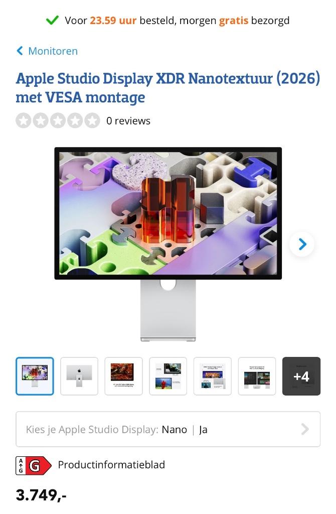Apple Studio Display XDR Nanotextuur (2026) met VESA montage, Enlèvement, Neuf