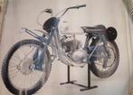 poster Greeves crossmotor - afdruk A3 , motorfiets blauw, Rechthoekig Liggend, Nieuw, Ophalen of Verzenden, Sport
